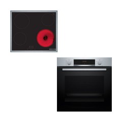 Bosch HBA534ES4 + PKE645BA2E Φούρνος άνω Πάγκου 71lt με Κεραμικές Εστίες Π59.4εκ. Inox